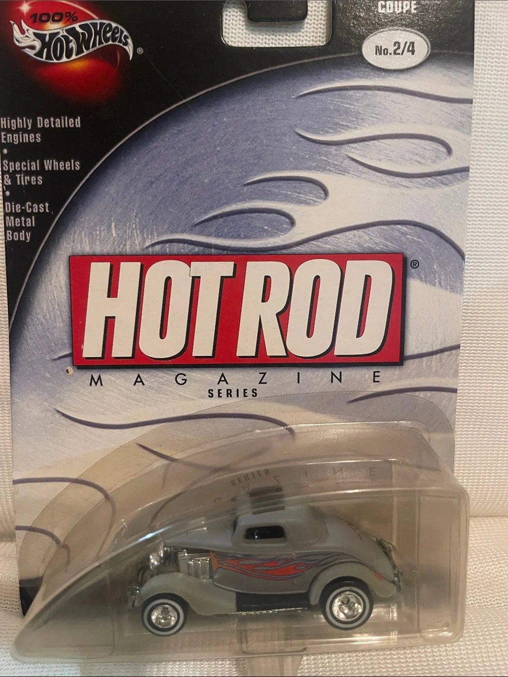Hot Wheels Hot Rod Magazine Series Gray Toy Car with Red Flames - Picture 1 of 6